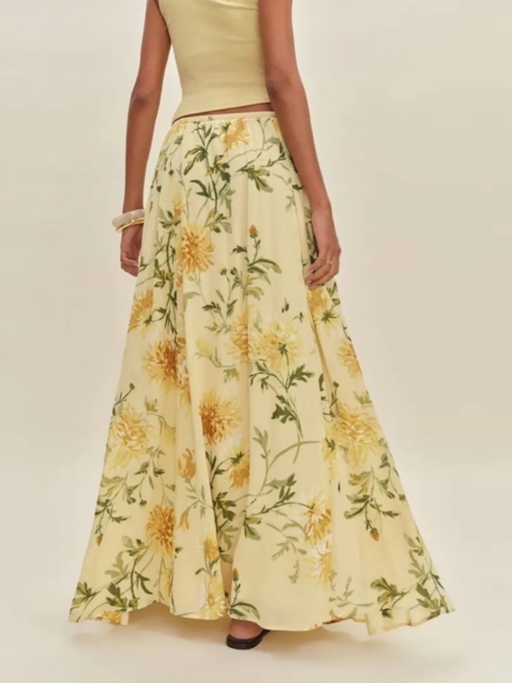 Reformation Women’s Lisette Top Gemma Maxi Skirt Honeyglow Floral Yellow Set 6 - Picture 10 of 15